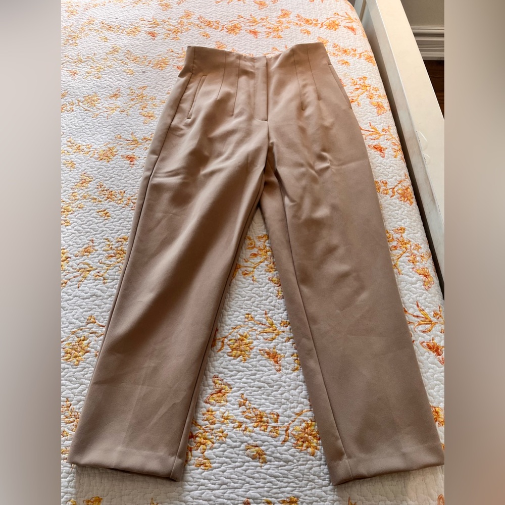 Zara High-Waist Tailored Trousers in Camel